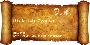 Dietrich Avarka névjegykártya